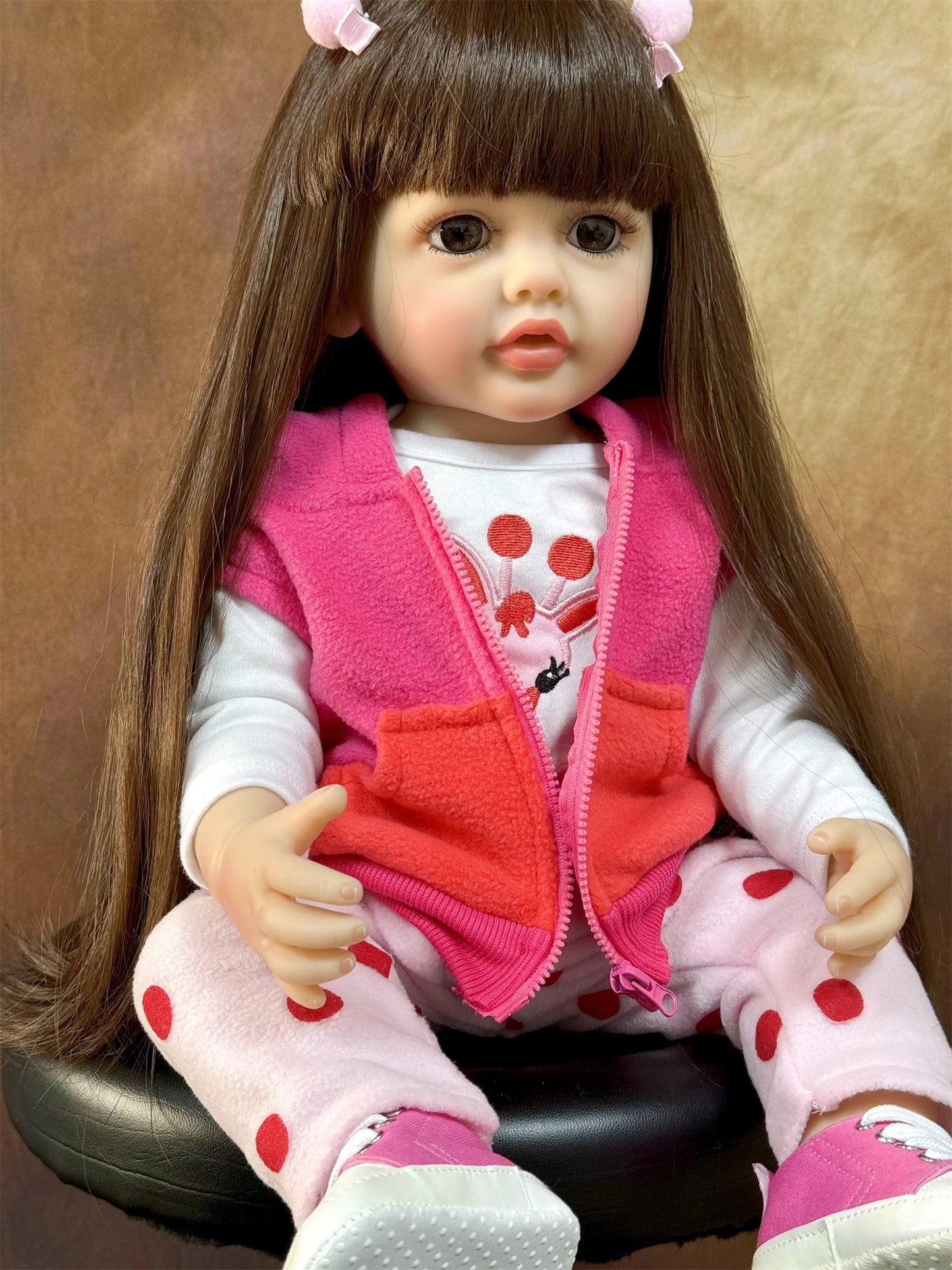 Lifelike 50cm Reborn Baby Doll β Realistic Soft Touch Girl with Long Hair & Handcrafted Details