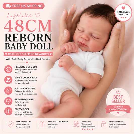 48cm Realistic Sleeping Reborn Baby Doll – Soft Body Newborn with Lifelike Features