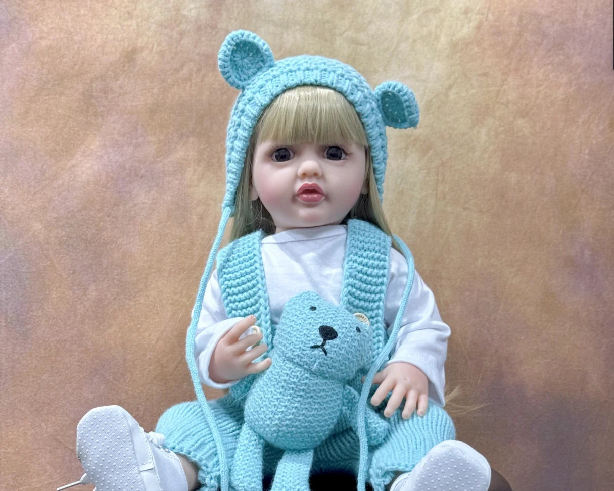 Lifelike 50cm Reborn Baby Doll – Realistic Soft Touch Girl with Long Hair & Handcrafted Details