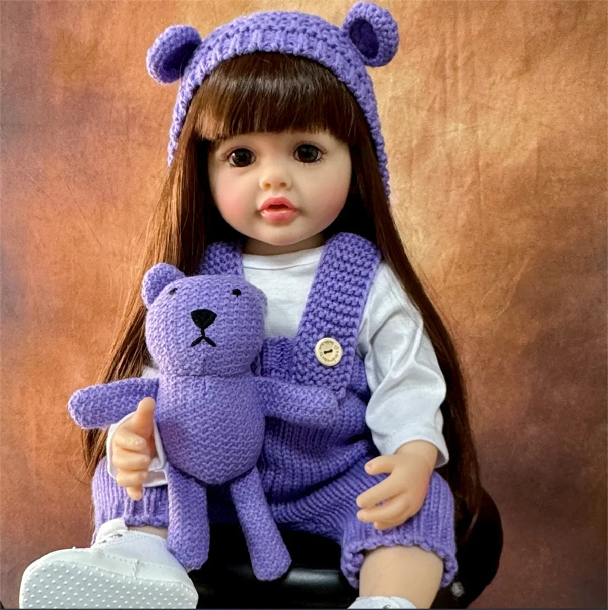 Lifelike 50cm Reborn Baby Doll – Realistic Soft Touch Girl with Long Hair & Handcrafted Details