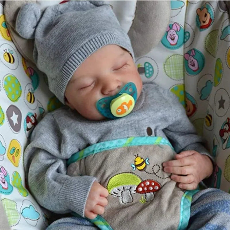 Lifelike 49cm Reborn Baby Doll – Realistic Sleeping Newborn with Soft Body & Natural Details