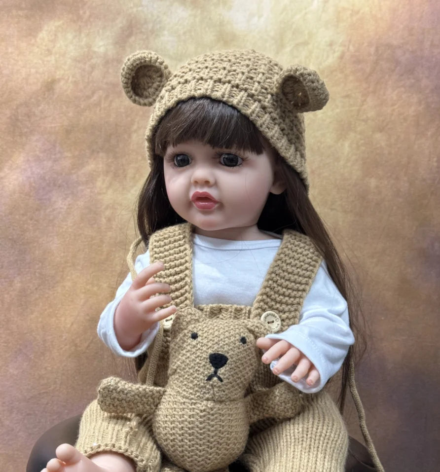 Lifelike 50cm Reborn Baby Doll – Realistic Soft Touch Girl with Long Hair & Handcrafted Details