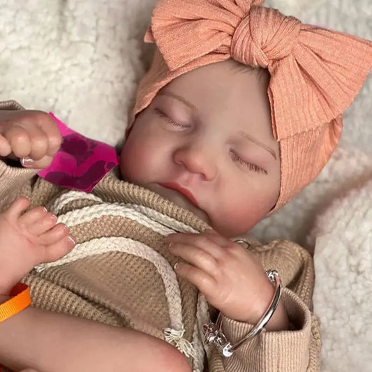 Lifelike 43cm Reborn Baby Doll – Realistic Sleeping Newborn with Soft Body & Handcrafted Details