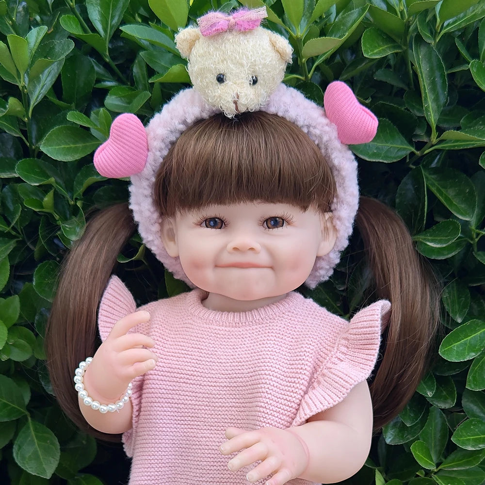 Lifelike 55cm Reborn Toddler Doll – Realistic Girl with Long Hair & Soft Touch