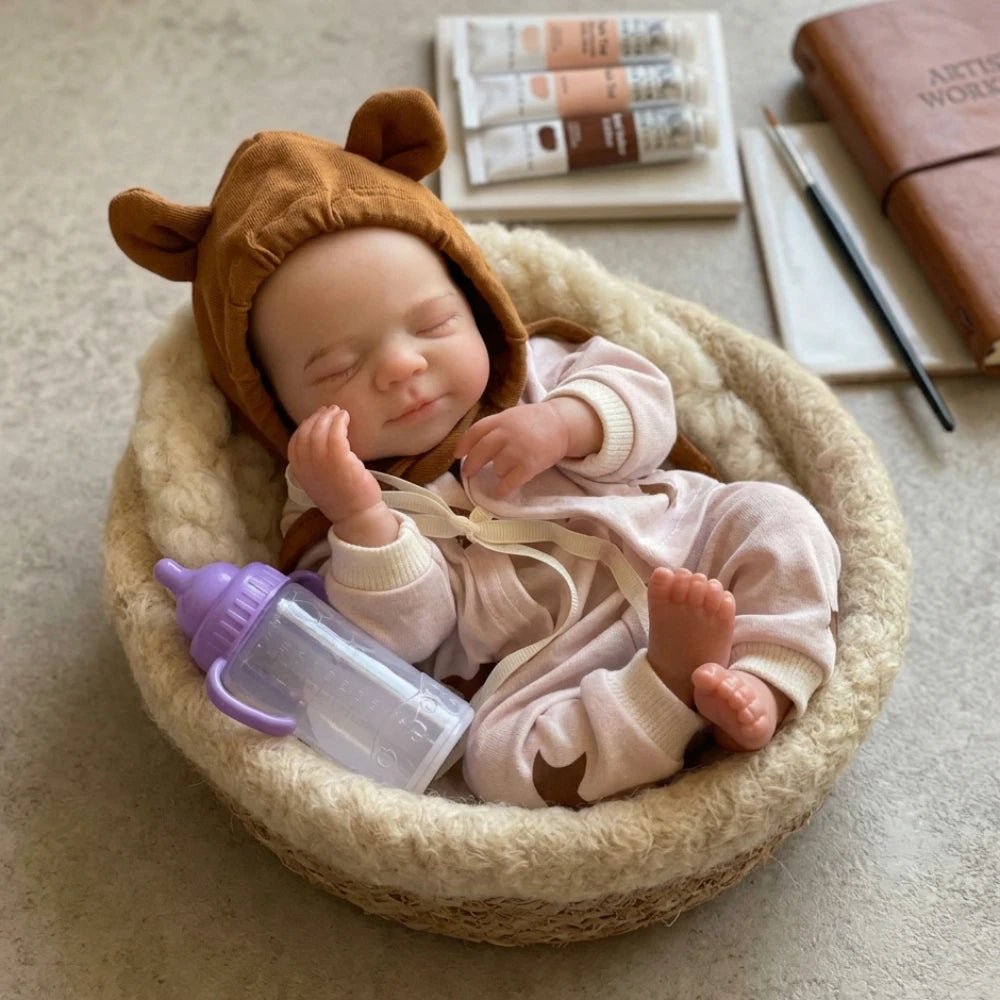 Lifelike 33cm Reborn Baby Doll – Realistic Sleeping Newborn with Soft Touch & Handcrafted Details