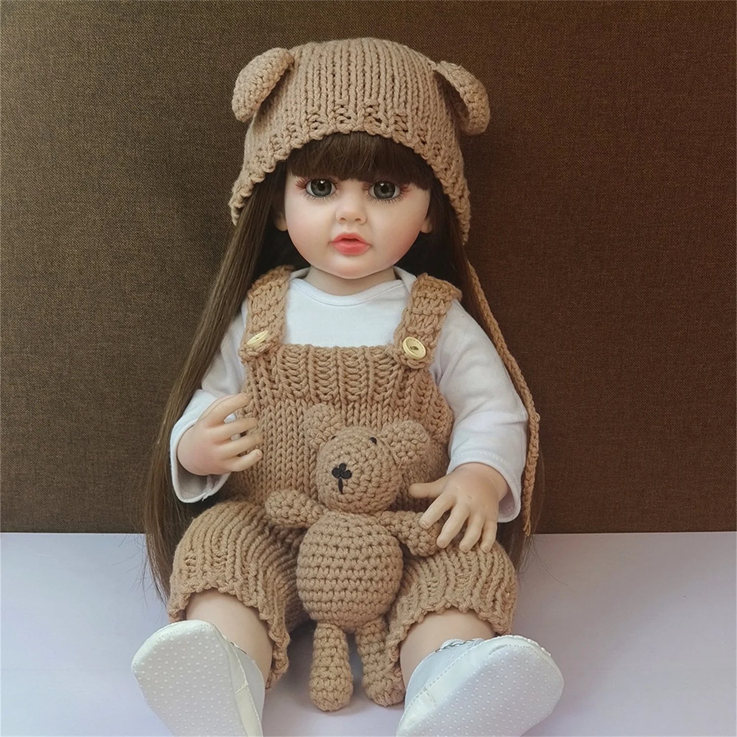 Lifelike 50cm Reborn Baby Doll – Realistic Soft Touch Girl with Long Hair & Handcrafted Details