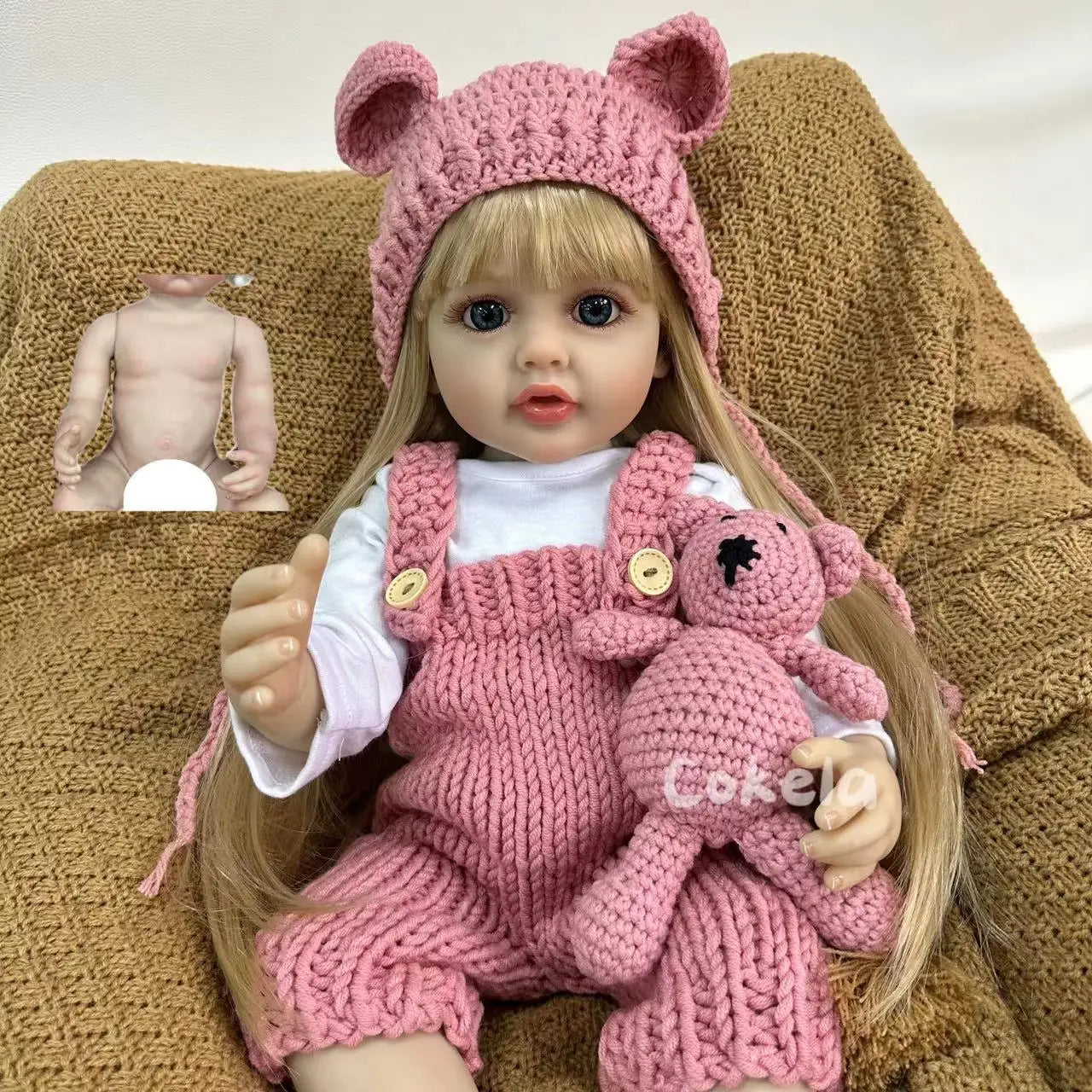 Lifelike 50cm Reborn Baby Doll – Realistic Soft Touch Girl with Long Hair & Handcrafted Details