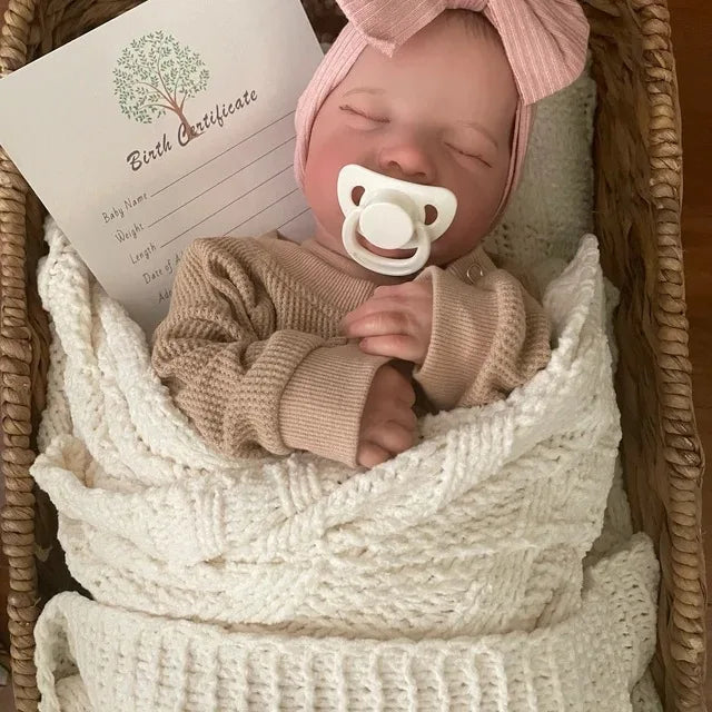 Lifelike 43cm Reborn Baby Doll – Realistic Sleeping Newborn with Soft Body & Handcrafted Details
