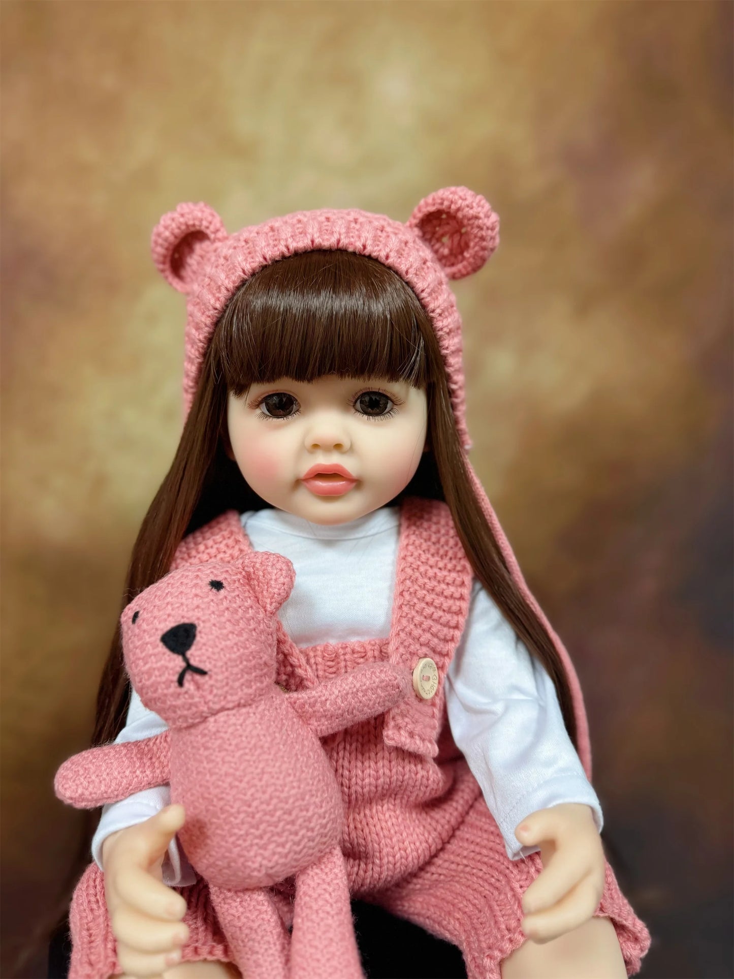 Lifelike 50cm Reborn Baby Doll – Realistic Soft Touch Girl with Long Hair & Handcrafted Details