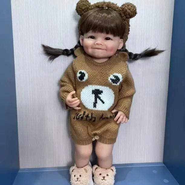 Lifelike 55cm Reborn Toddler Doll – Realistic Girl with Long Hair & Soft Touch