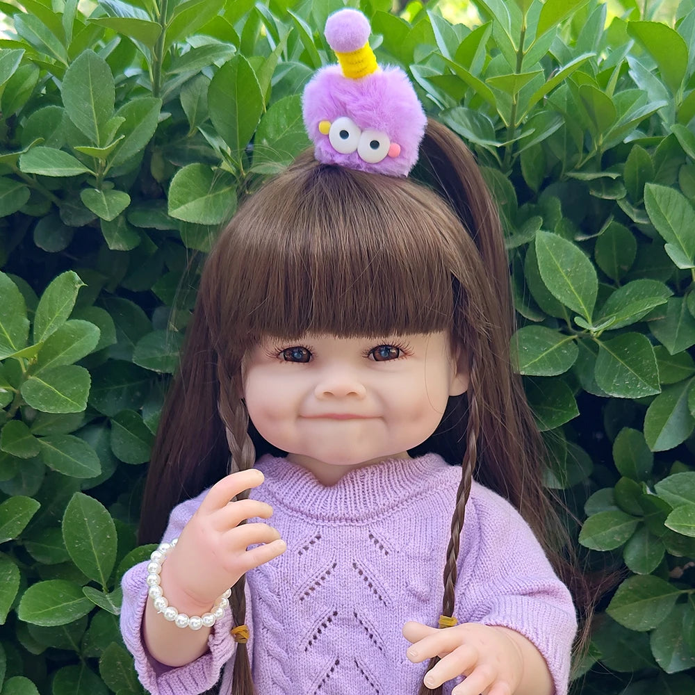 Lifelike 55cm Reborn Toddler Doll – Realistic Girl with Long Hair & Soft Touch