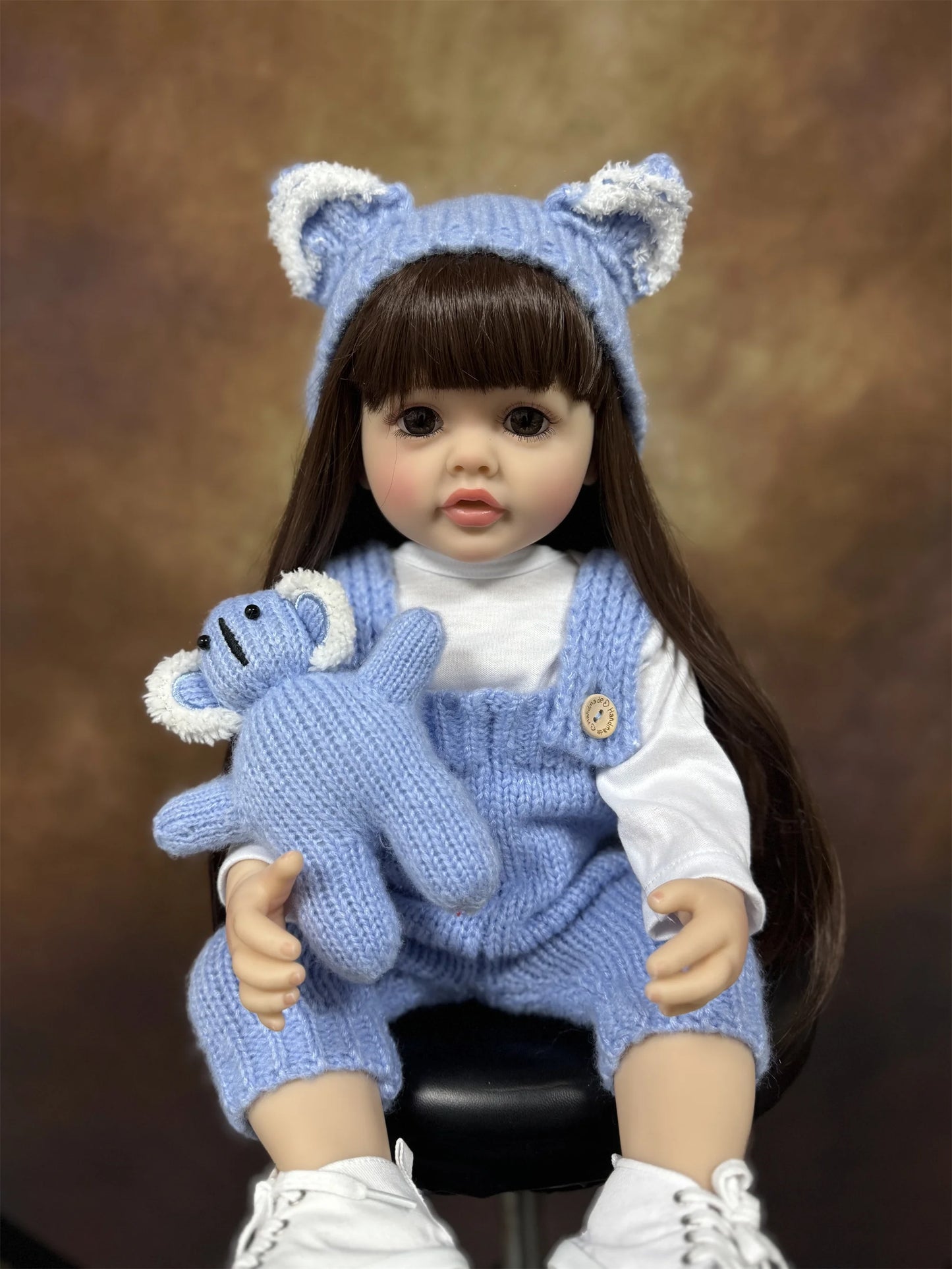 Lifelike 50cm Reborn Baby Doll – Realistic Soft Touch Girl with Long Hair & Handcrafted Details