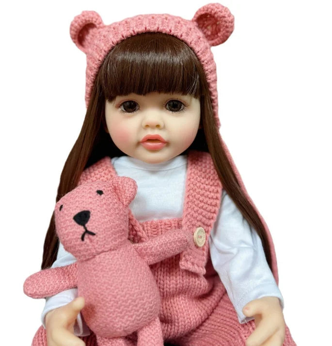 Lifelike 50cm Reborn Baby Doll – Realistic Soft Touch Girl with Long Hair & Handcrafted Details