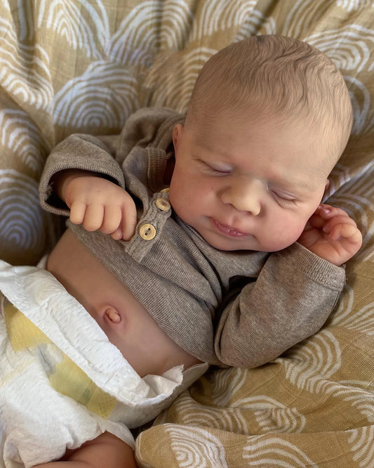 Lifelike 49cm Reborn Baby Doll – Realistic Sleeping Newborn with Soft Touch & Visible Vein Details