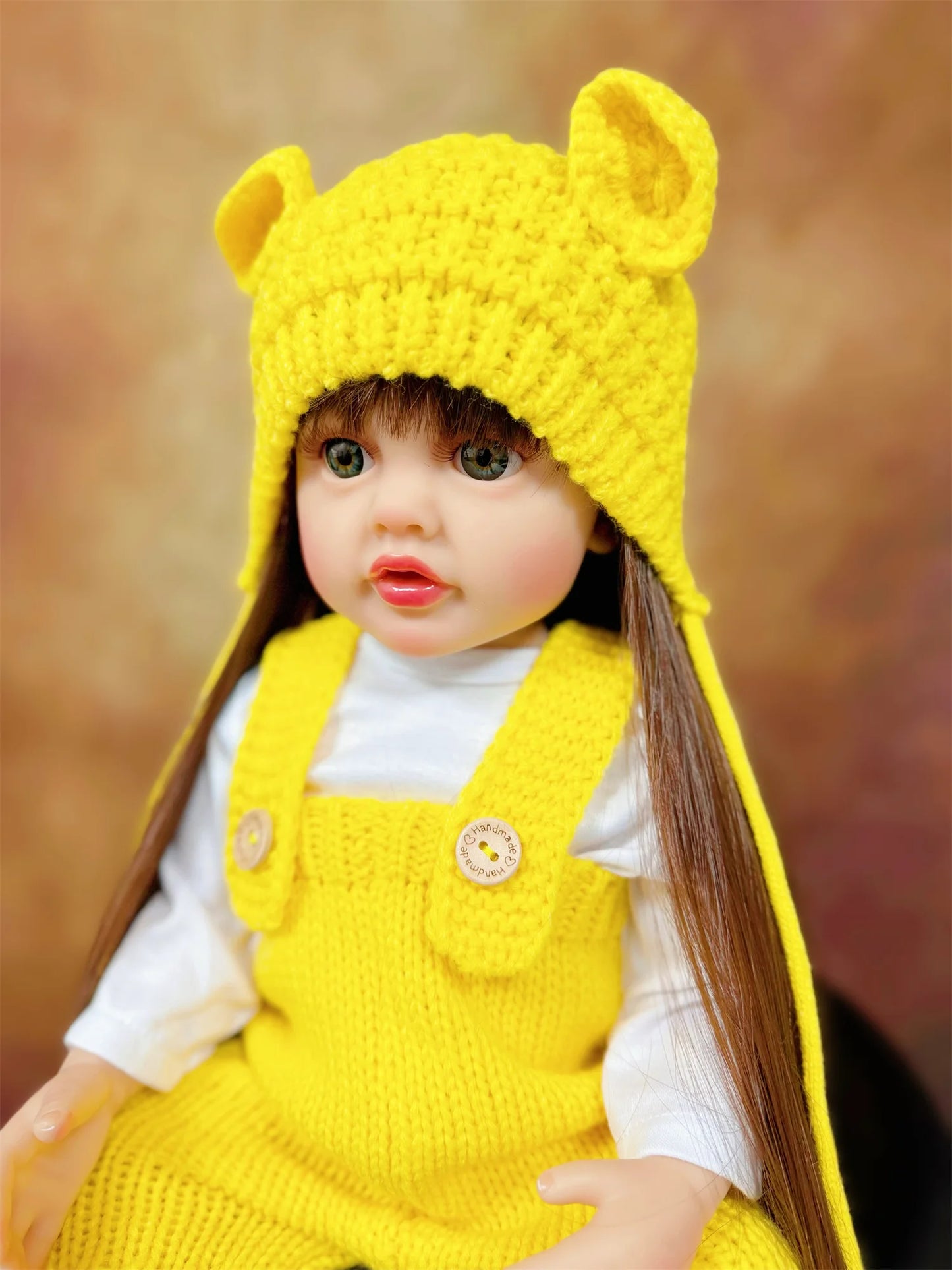 Lifelike 50cm Reborn Baby Doll – Realistic Soft Touch Girl with Long Hair & Handcrafted Details